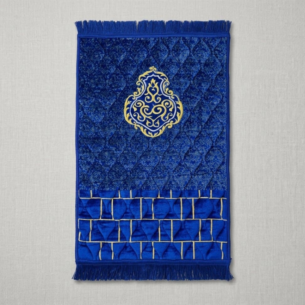 Premium Velvet Foam Quilted Prayer Mat – Soft Comfort Jai Namaz (70x110 cm) | Elegant Islamic Design Prayer Rug by Safar-e-Haram