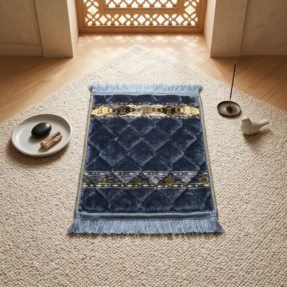 Luxury Soft Velvet Prayer Mat for Kids – Children Janamaz Jai Namaz Islamic Prayer Rug