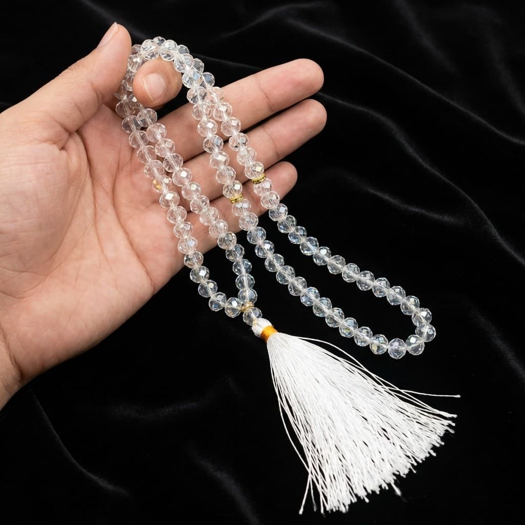 Crystal 100 Beads Tasbeeh – 8mm Prayer Beads (Multiple Colors)